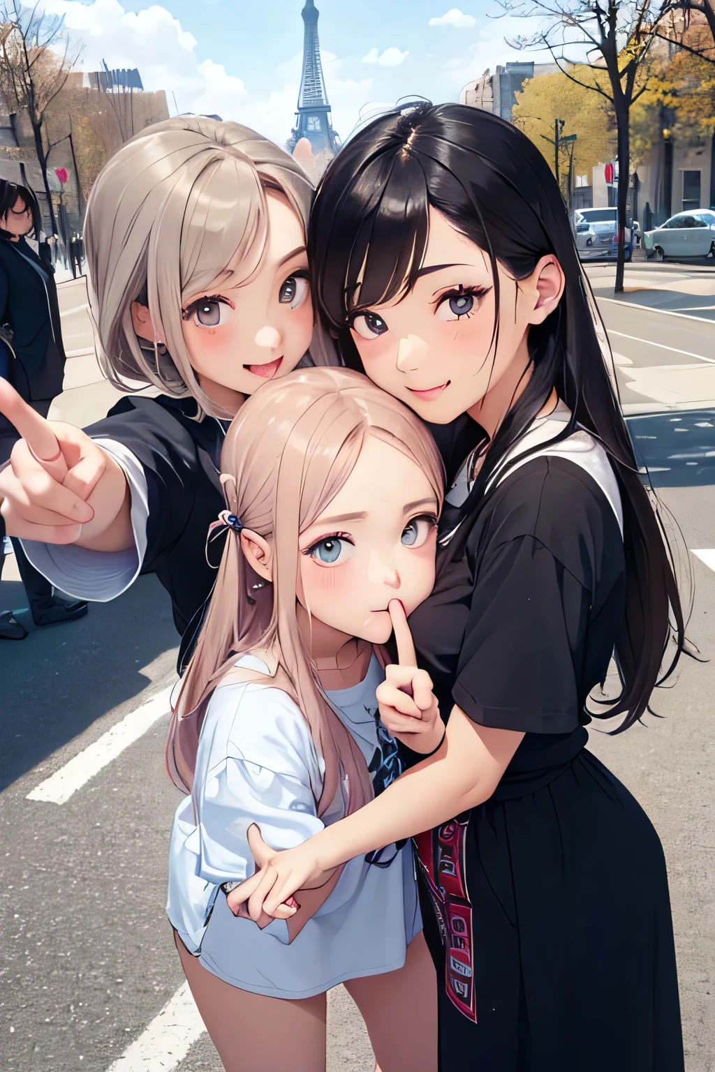 Three girls making out