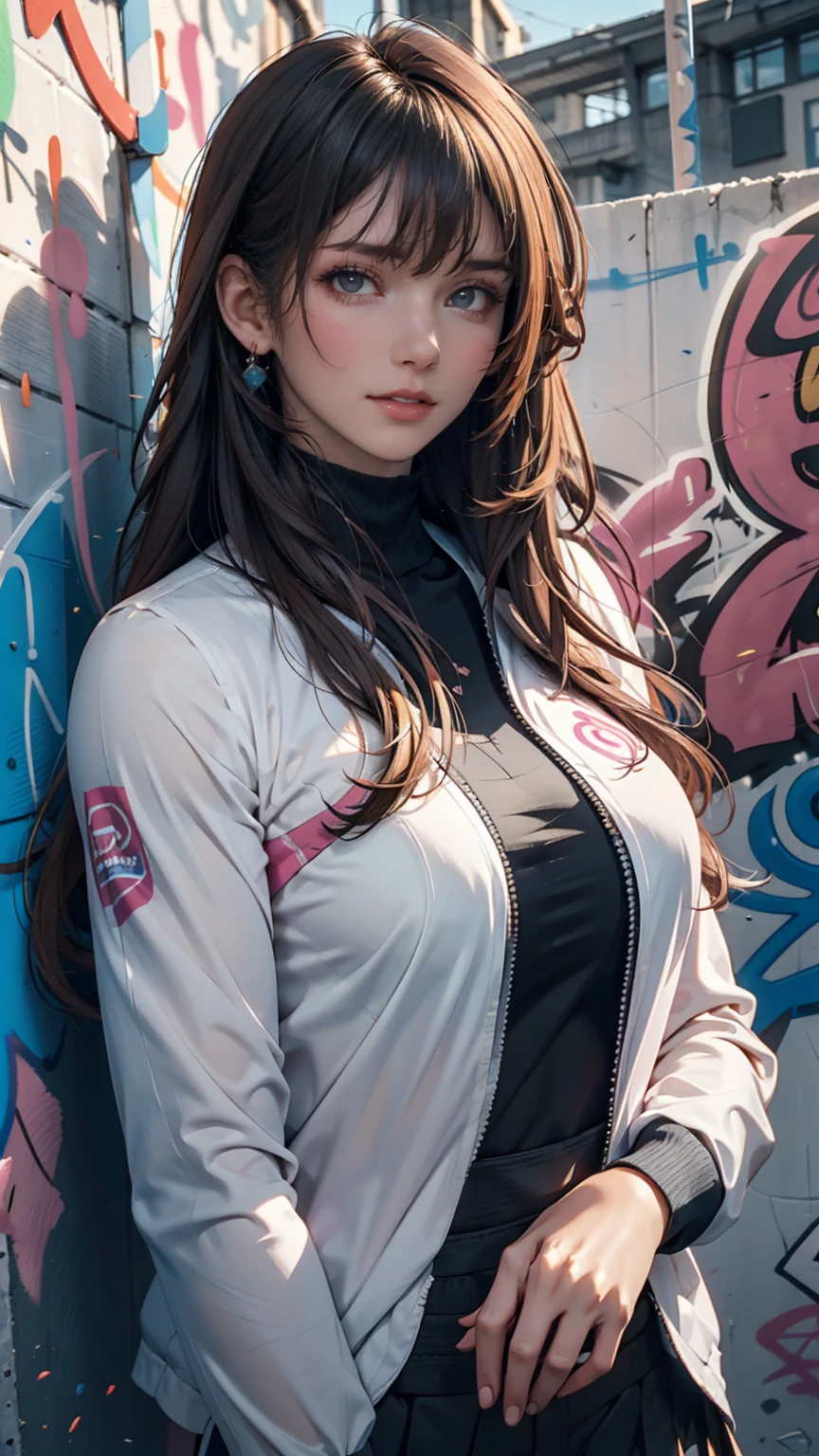 Unbeatable masterpiece, ultra-realistic 8k CG, perfect artwork, super detailed, masterpiece, highest quality, high resolution, detail maniac, high definition, high quality, detailed face, detailed body limbs, 1girl, solo, Hinata Hinata, Hinata sleeveless clothing, women's bed, sleeveless shirt, fishnet garment, dark lips, unzippered jacket, no bra, no panties, exposed breasts, blushing, white tights, transparent clothes, exposed pubic hair, camel toes, jiri-like, extreme breasts, extreme female body, All over the body, the woman lies on the bed, white pupils,