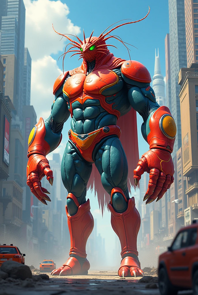 bright red colored bara shark, white countershade, red skin, large hairy pecs, strong physique, tribal tattoos, scarlet samurai hair in ponytail, cyan colored eyes, black sclera, very muscular, perfect anatomy, scars on body, full body view in frame, nipple piercings, solo, masterpiece, sexy pose, manly pose, beard, strong jaw, thick thighs, giant biceps, huge hairy pecs, muscular, smirking, smug expression, shark tail,             from above perspective, flexing muscles, kaiju, macro, tall, incredibly huge, insane height, height difference, insanely tall, 10 thousand foot height, in tiny city, faraway angle,  correct perspective, intense height, very small city, perfect framing, cinematic shot, cinematic framing,                            wearing thong, grin, amazing shading, full body, detailed hands, detailed eyes, detailed face, detailed arms,anthro, muscular, abs, (detailed:1.5), male, detailed background, by darkgem, by _peachmuffin_, by big_squid_man
