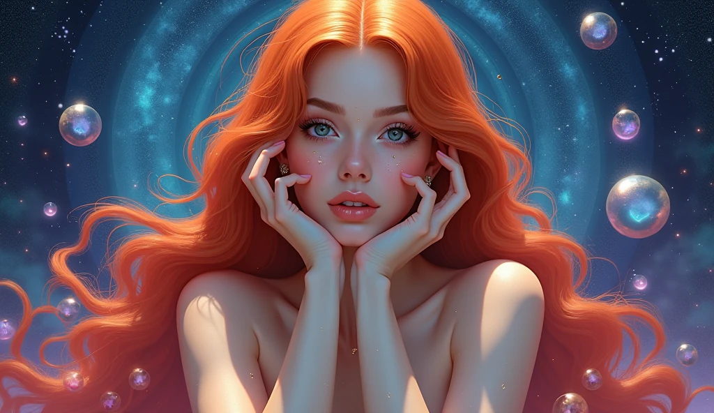 sexy and hot ginger nude and wet, realistic portrait, highly detailed, digital painting, art station, concept art, smooth, sharp focus, illustration, cinematic lighting, art by art germ and Greg Rutkowski and Alphonse Mucha