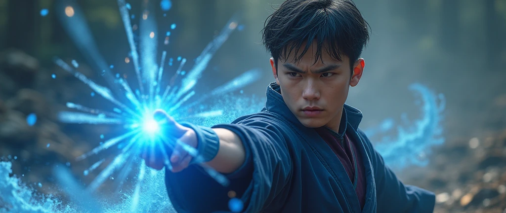 19 year old boy with blue magic power
