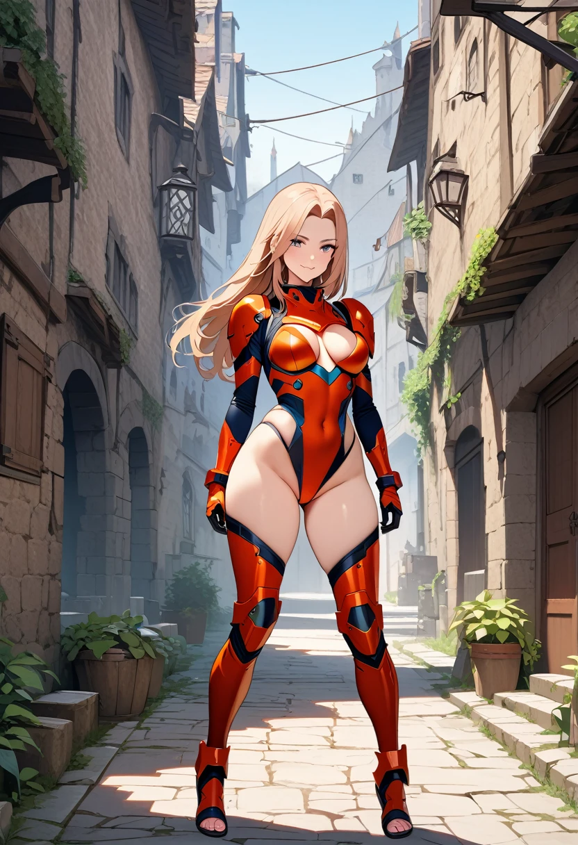 ((masterpiece)),((( best quality))),(( character design sheet)),(( full body view)),  beautiful girl,  Stunning Proportions 、One woman has a perfect figure , Cammy.　 Hi-leg leotard、 pilot suit in the ruins of the city、Bare legs, Fortified Suit, female anime character , masterpiece, best quality, , Doll Suit, Thong, 1 girl , Big Butt、Big Butt Thong、Thong digging in、High Cut、Big Butt、 standing, staring at the viewer in a medieval city , smile, Brazilian sexy anime fujimura Shizuka wearing a high leg leotard 。 sexy guardian armorレオタードスーツ、masterpiece、 high quality、Very High Resolution 、 high leg guard reinforcement equipment 、Full body shot showing toes 、（Female pilot、 girl、 sexy high leg guard reinforcement equipment 、 sexy armor、Thong、 Full Body Shot 、Toes 、[Standing leg、、 pilot suit、masterpiece、 high quality、Very High Resolution 度、Enlarged thighs、masterpiece, best quality, Absurd, , 1 girl , alone, standing, staring at the viewer in a medieval city , , Doll Suit, Decisive Pose.Thong、