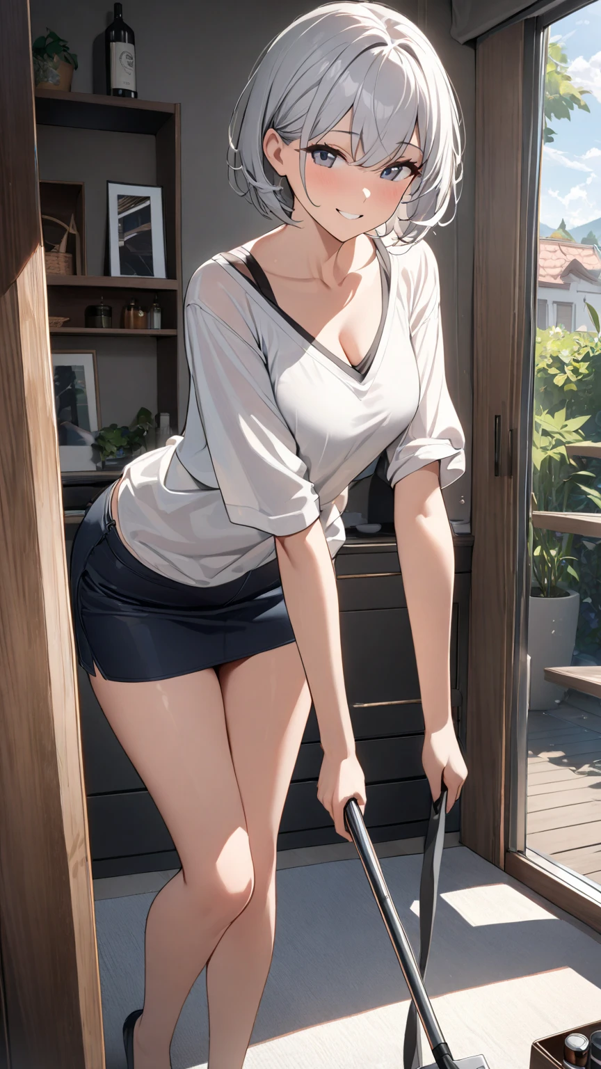 Sports Bra、spatasterpiece、Highest quality)、Highest quality, Ultra-high resolution, (((masterpiece))), alone, Sweat、Big eyes, Composition from the front、(Short back hair、short hair、blonde、woman)、Shortcuts、Embarrassed face、Cut your hair short、可愛いwomanの子、Big Breasts、locker room