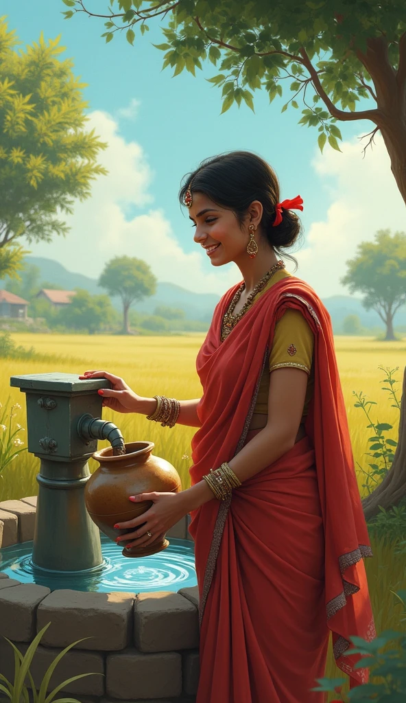 Indian mom cartoon washing clothes