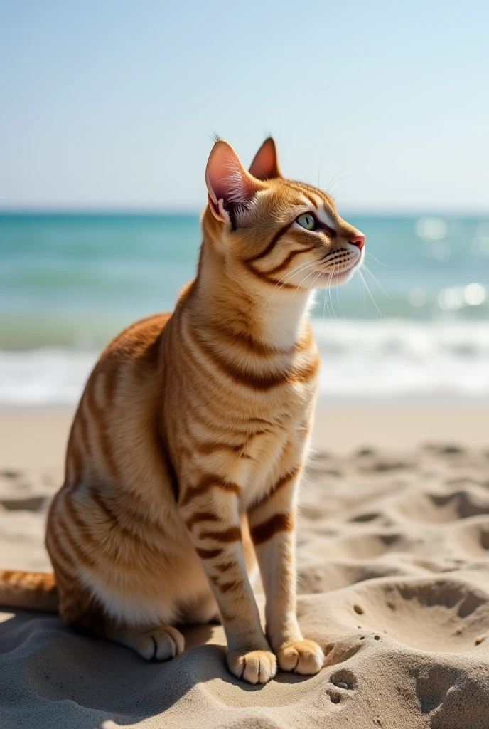 darcy cat at the beach