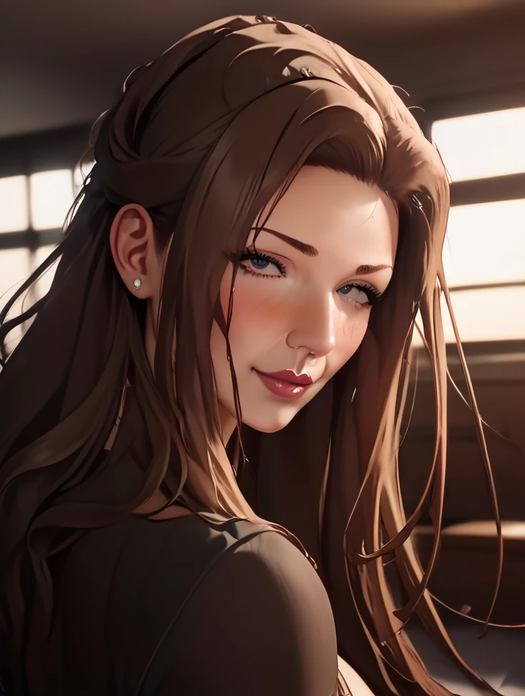 1woman, Long Hair, Large breasts,big ass,big Blush,long brown hair,young women,High Resolution,good anoatomy,High Resolution, Masterpiece, Anatomically Correct, High Details, Award Winning, Accurate, masterpiece: 1.5, best quality:1.5, 16k, detailed 4k eyes, high detailed background,  detailed face, shiny skin, ((look like a milf mom)),f0m3, 1girl,body writing,Nose Blush,on a bed in a bedroom,bikini on