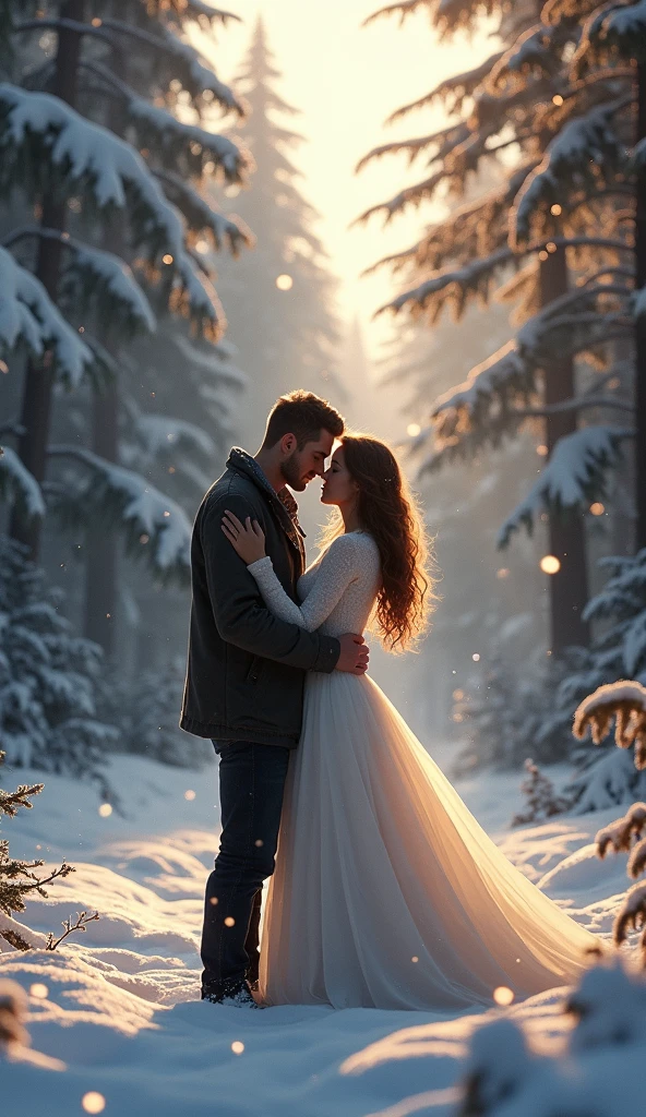 Create dynamically positioned images, a couple a pine forest with snow