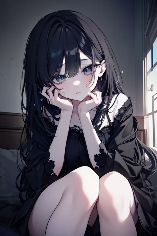 ultra-absurdres-Top quality by artist God, ultra-detailed, high resolution, anime moe artstyle, best anime 8k konachan wallpaper, pixiv contest winner, pool:2810, perfect ???????,break, 1girl, (Please draw a girl sitting on bed alone. )break,(Solo,little female, 11-year-old:1.3),Full limbs, complete fingers, beautiful (well-shaped) breasts, groin, butt, small black eyes, beautiful detailed eyes, well-proportioned iris and pupils,expressive eyes, highres detailed hair, sweat, soft expression,(revealing cloth), (Detailed Lighting), (Detailed background), ??? toy, bed, in the bedroom. break,super detailed skin, Best sexual lighting powered by famous artist, 8k,beauty illustration,photoshop_(medium),very aesthetic,break,((artist:izumi_tsubasu )), artist:clamp ,artist:carnelian ,artist:kantoku ,