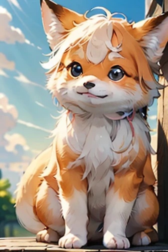 masterpiece， best quality， high definition ，8ｋ， detailed，cute，Chibi character， Baby Fox ，Fluffy coat，Smiling face，