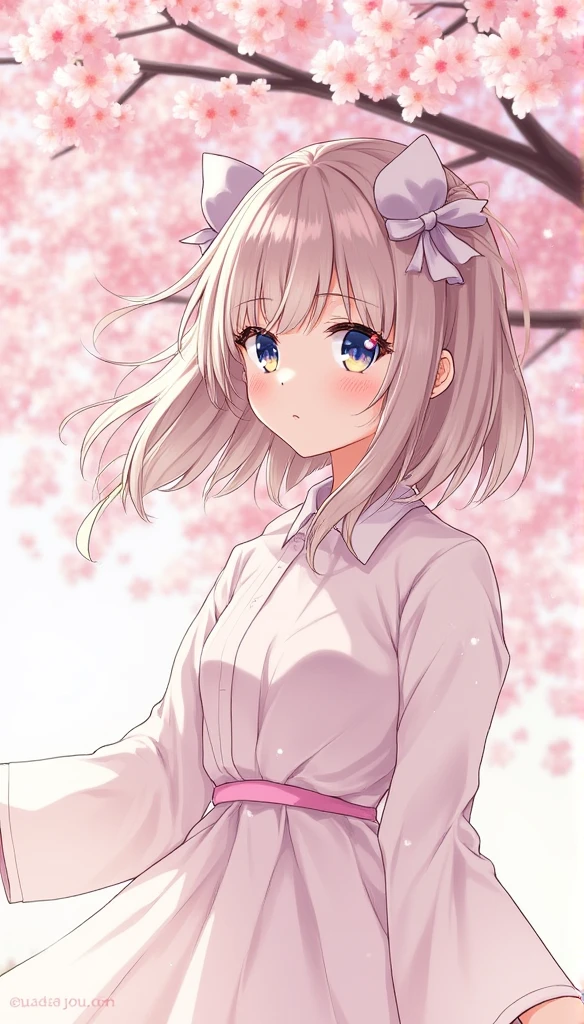 Anime girl with long hair and blue eyes in a white dress - SeaArt AI