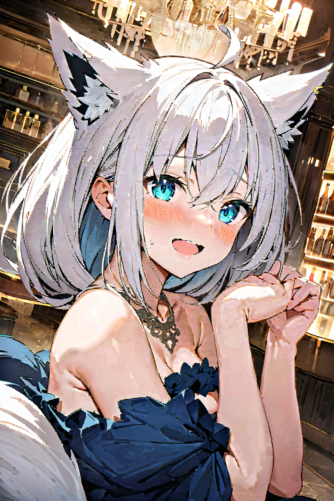 1 girl,(masterpiece), best quality, high quality, bando top, dolphin shorts, , erotic, sexy, seductive, hot, senko, fox tail, fox ears, , flat chest, half naked, masturbating, open clothes