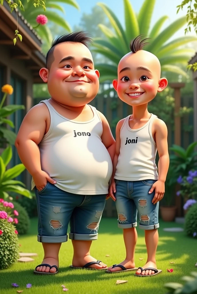 3d cartoon caricature, An eight year old smiling brother and a three year old sister, standing in a pose, stylish, cute, beautiful hair, 3D render, 3D Cartoon, big head, cartoonish look, high resolution, super detail, soft lighting