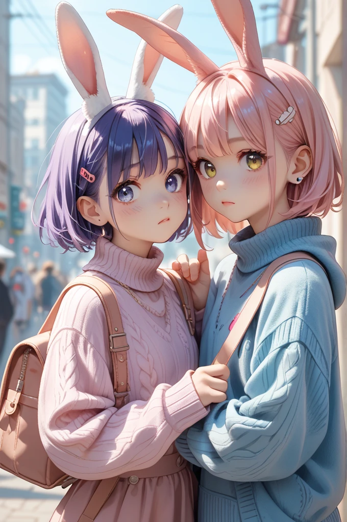 ((bishojo)), ((jk, 2 girls)), (masterpiece), (top quality), (hyper detailed), (exquisite), (8k), (depth), (crisp), (beautiful and aesthetic), (super detailed skin), (high standard), (high resolution), (perfect anatomy), (realistic), (full body), (blush), (girl, sitting), (light clothes), (bow in hair), (yuri, after kiss), (tongue out)