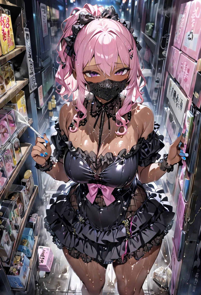 beauty、beautiful、Gloss、Sweaty、Curly pink hair、 yellow inner color 、 steam 、Steamy、Dripping Sweat、 big butt 、 big thighs、Sweaty smell、Arrogant young lady、 semen overflowing from crotch、 Black Gals、Brown Skin、 bukkake、Thick pubic hair、lure、Gothic Lolita、 highlight off 、Blue Nails、lotion、Black Mask、 Earth system、 cigarettes