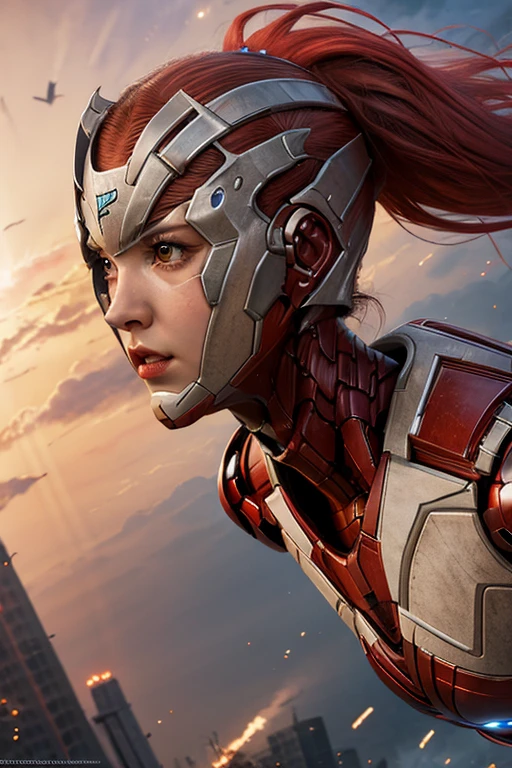 best quality,  highres icon, 8k, masterpiece, (real photography: 1.5), whole body,  girl hero,  beautiful face,  well-balanced face , biological exoskeleton armor,Marvel Studio, Iron woman, hollywood movie, battle field, (dynamic angle: 1.5), (Bright Light: 1.2)