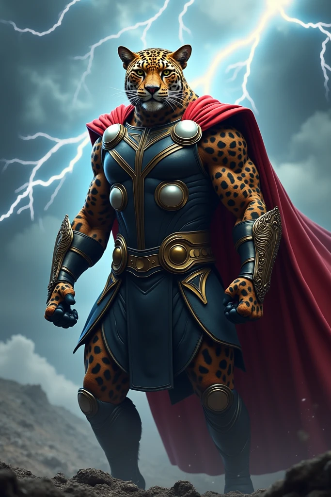 SPORTS LOGO Mascot, jaguar wearing a cape, from the front and with a large hourglass behind,