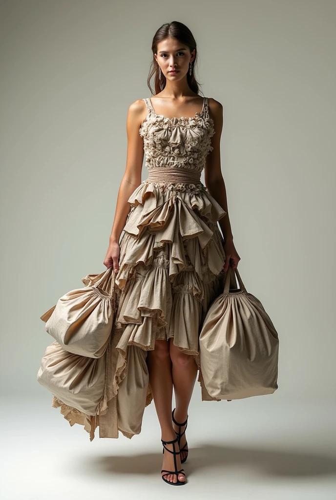 <lora:CinnamonBunStyle:1.0>CinnamonBunStyle person clad in a floor-length gown constructed entirely from woven rainbow ribbons, (Masterpiece:1.3) (best quality:1.2) (high quality:1.1)
