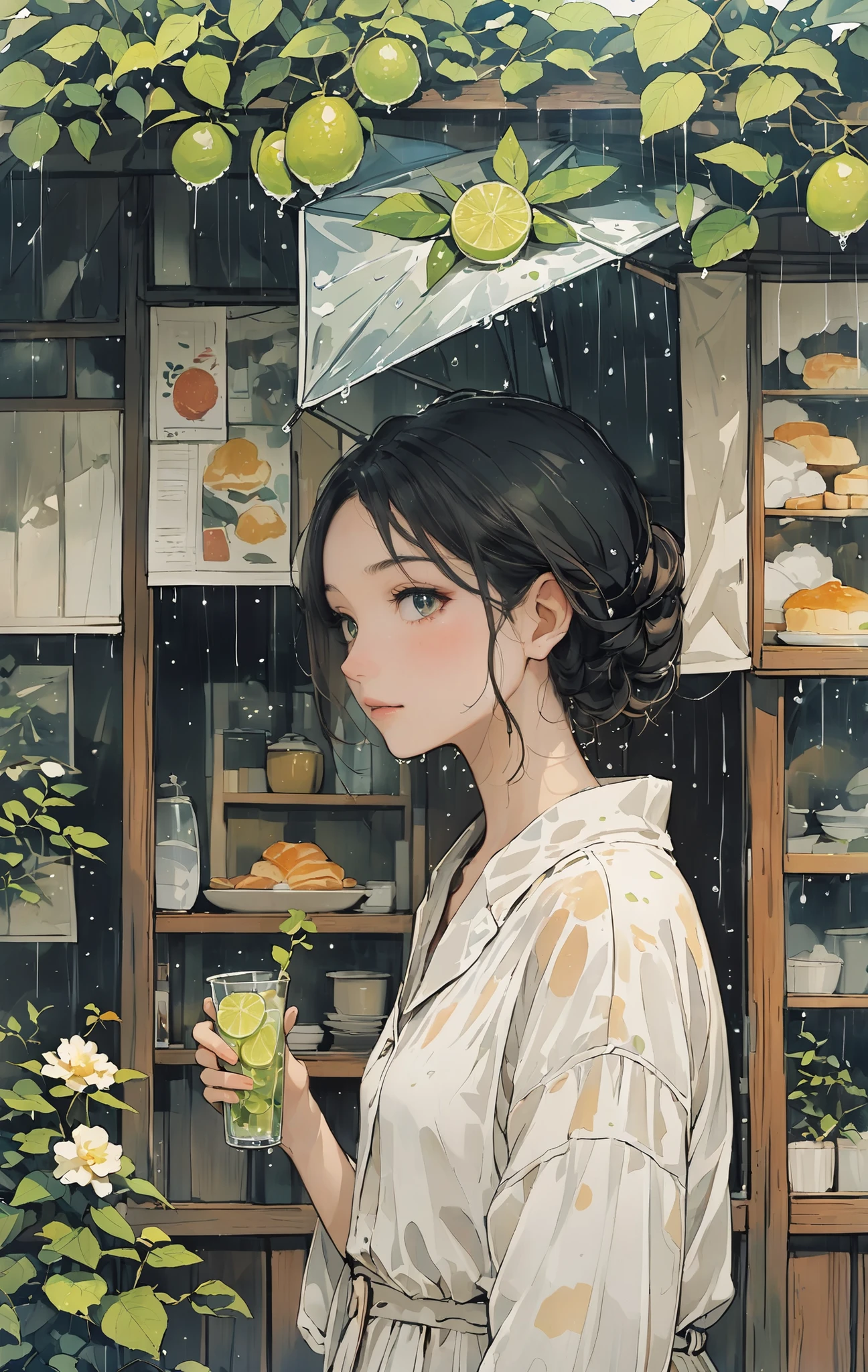 rain, rain, Picturesque, Wide visual acuity ,  beautiful face,  Portrait,  pants style,  drawn on Japanese paper , Afternoon time, Talk,  plastic,late summer, High in the heavens,  toast to those eyes ,  scent of lime , touch,  stand up ,  Kannazuki, woman, Portraiture,  vibes