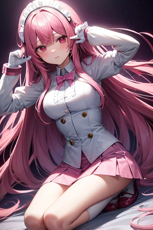 beautiful a girl,She is an angel,Perfect Beautiful Girl,a smile,top-quality,Cute Uniform,Ribbon on uniform,girl,masterpiece,Pink hair,Loose Socks,beautiful thigh, cute,huge tit,ha girl,