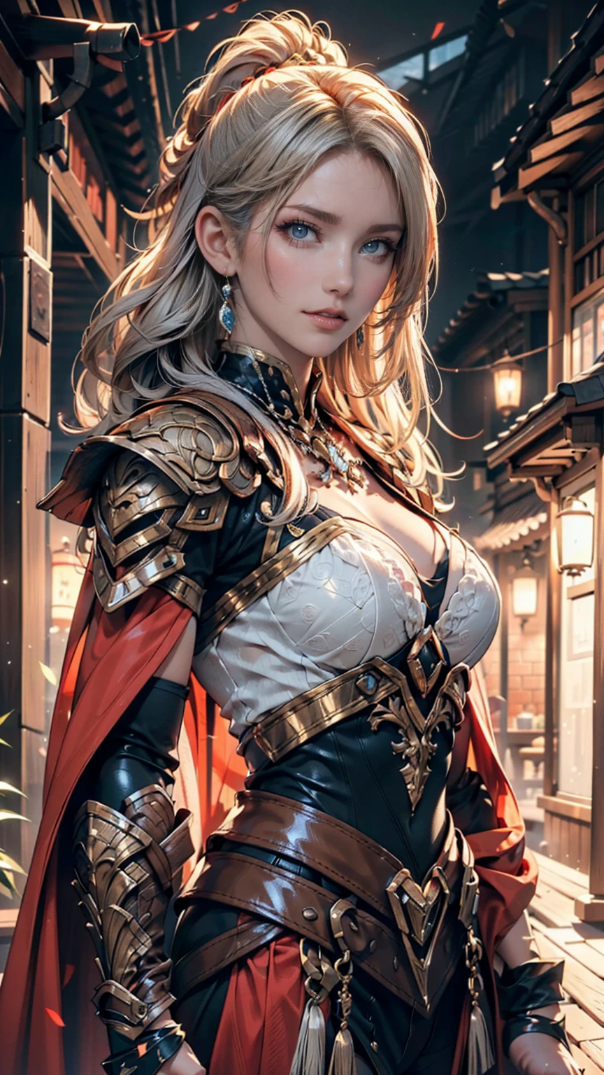 Sexy woman in white gold and pink lotus lace armor skirt, Chengwei Pan at Art Station, Jan J, Detailed fantasy art, Amazing character art, Fan Art Best Art Station, Magnificent and elaborate character art, Beautiful Armor, Highly detailed art gems, Detailed digital anime art, Art Station pixiv's artgerm, Girl in Armor, Cleavage Big Tits:1.2, (mini skirt:1,5)