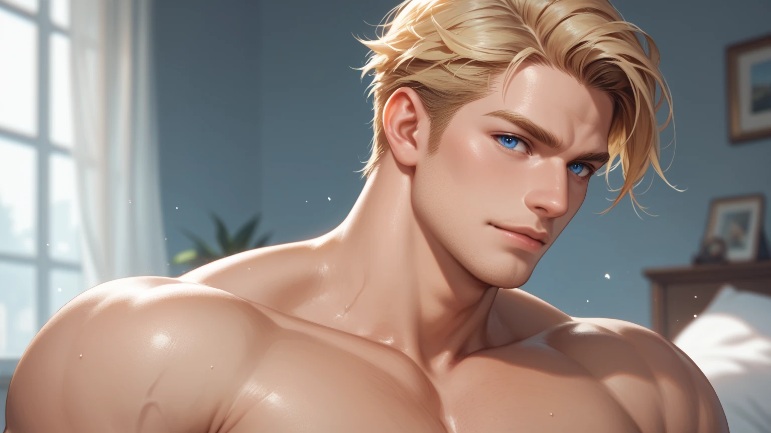 Full Body photorealistic 4k, high resolution, best quality, masterpiece, perfect color, perfect shade, perfect lighting, Posted by e621, ((portrait)), ((handsome man)), perfect male figure, Short hair details,Naked and nude torso,Detailed face, perfect face, (stood up), Detailed background, ((Bonifasco Lighting)), (delicate eyes),(animal ears:white cat),((big fluffy tail)),tattoo,((forest)),emaciated. Smiling
