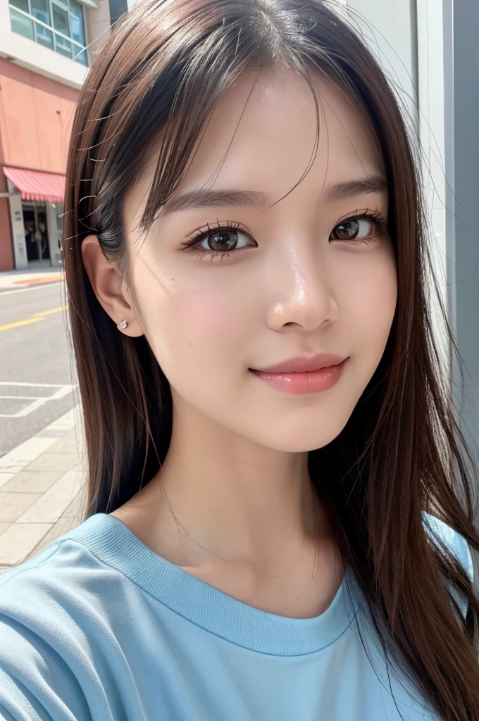 cute fashion,pretty asian 16’s idol girl,Max quality,Max reality,realistic skin,8k, UHD, retina,high quality face, (masterpiece:1.2), accurate, super detail, high quality, highres, 16k ,high quality,masterpiece,realistic,best quality,16k,1girl,very pretty famous idol 16’s girl,face,,selfie,looking viewer,(smile:0.7),face up,close-up,(upper body)