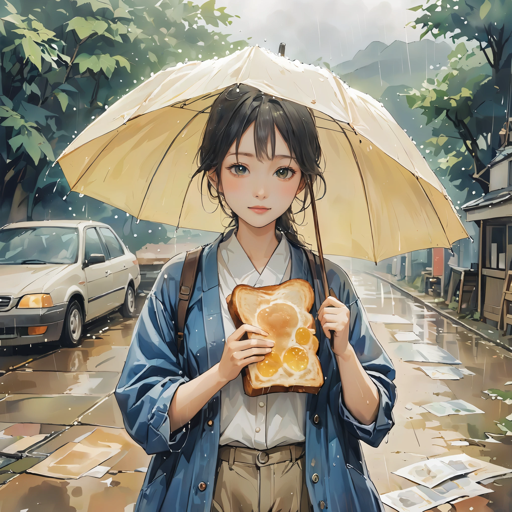 rain, rain, Picturesque, Wide visual acuity ,  beautiful face,  Portrait,  pants style,  drawn on Japanese paper , Afternoon time, Talk,  plastic,late summer, High in the heavens,  toast to those eyes ,  scent of lime , touch,  stand up ,  Kannazuki, woman, Portraiture,  vibes