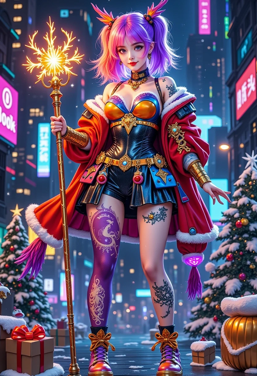 (Vision), Wide Angle, (Full body shot:1.6),  surrealism, Vision, Extra LongShot, 1girl, Alone, full body, colorful, stars, light pattern, phoenix breastplate, phoenix battle boots, wind-colored stockings, Elegant, gorgeous, Surreal, ultra-detailed, game scene, vintage dark, cyberpunk, extremely meticulous and complex, eye-catching visual effects, vibrant colors, masterpiece, cool tones, glowing, flame glow, metal glow, best quality, official art, beautiful