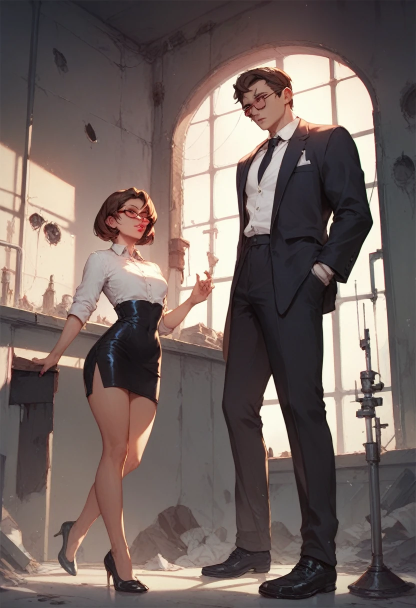 A dominatrix in a room full of bound male students