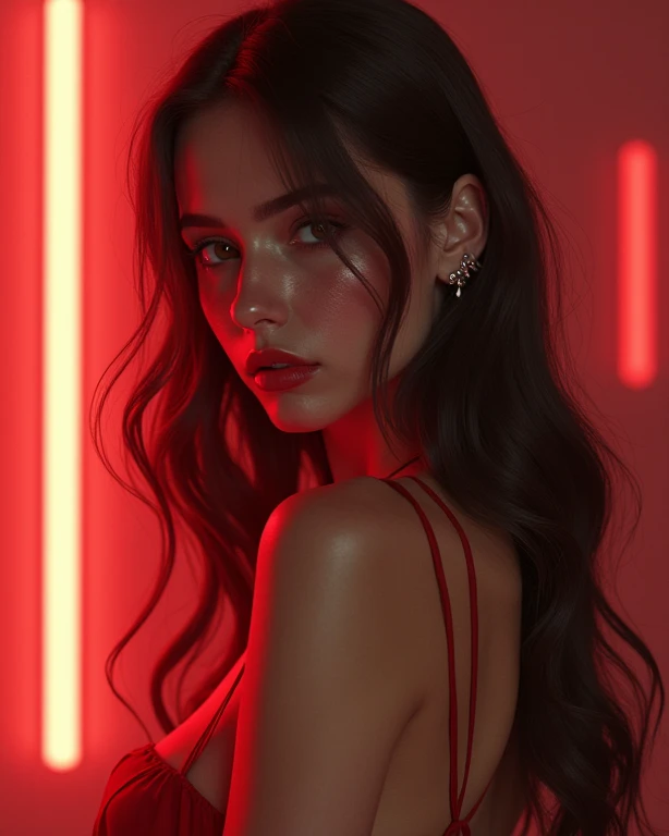 Brunette woman esperanca the tiktok girl in outfit