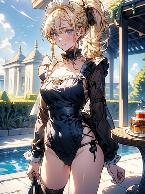 (masterpiece,highest quality,超A high resolution),Japanese women, (((Very beautiful 18 year old girl))), pretty girl、Look at the photographer、 ((Beautiful blonde bob hair)), Very cute face, Glossy Lips, Double eyelids on both eyes, blue eyes, Natural smile、 Natural Makeup, Long eyelashes, Shiny and smooth hair、Center image, Perfect limbs, Perfect Anatomy,(((Bunny girl Fishnet tights))),Wet with sweat,Cowboy Shot,