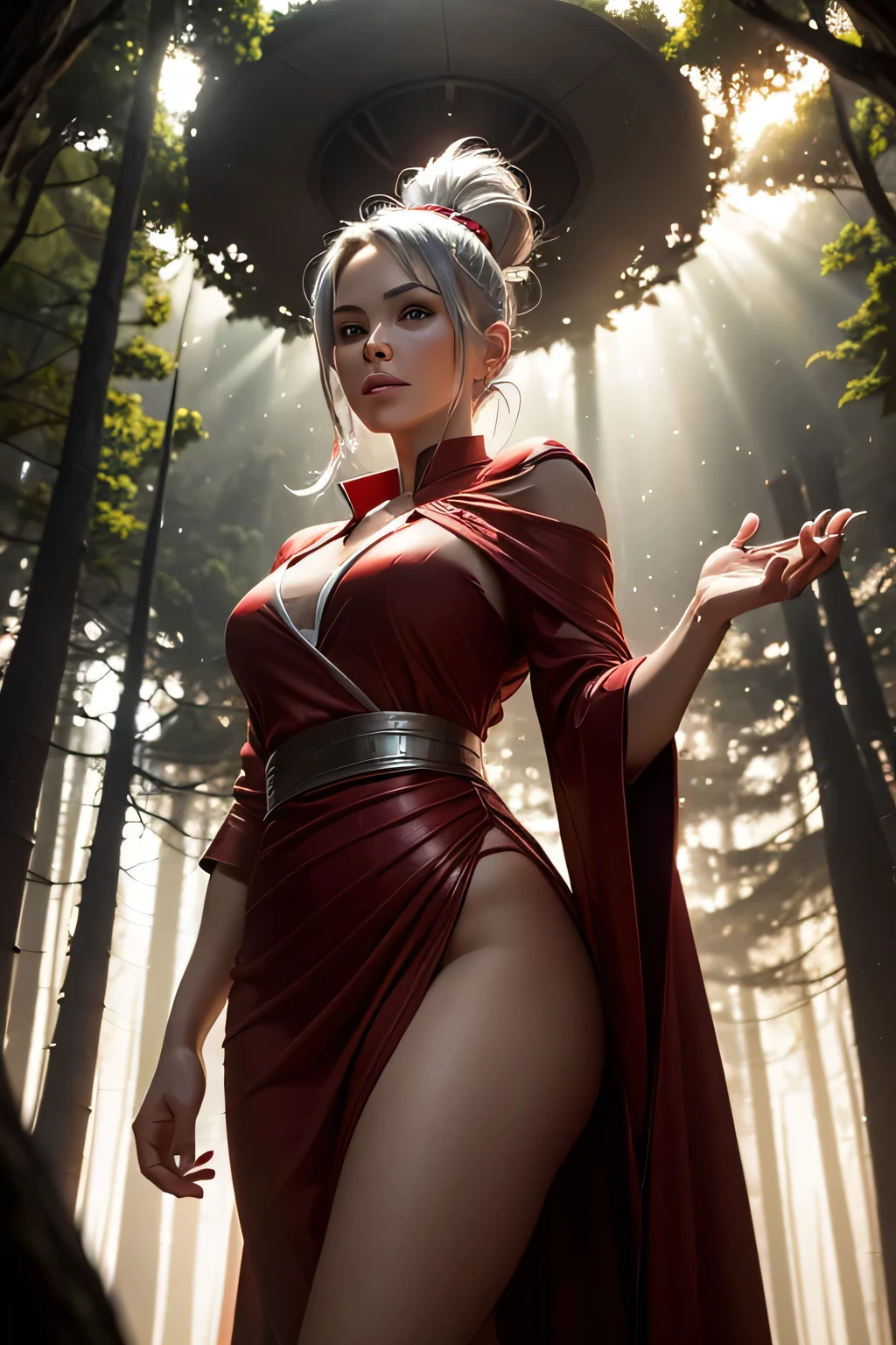 (8k, RAW photos, minino:1.1) ,female,(looki at viewer company),cowboy lens,Japanese,mother spider / (demon slayer\),(fullbody saree:1.1),La Brett Piercing,cleavage,(((saree))),seductive smile,Be red on the face, full body photo, standing, lean, muscular legs, muscular belly, white hair ,seductive pose, Professional lighting、photon mapping、physics-based rendering、dark theme,wearing wifs, jewellery and necklace, alone, extreme high quality, legs covering saree