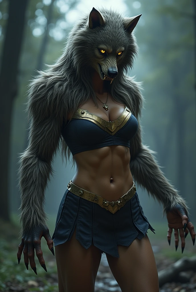 fenrir \(smite\), female, solo, wolf, nude, glowing markings, yellow eyes, black body, fire, night, forest, front view, chain, gold chain, spiked collar, bottomwear, loincloth, mane, neck tuft, bandaged chest, bra,
BREAK,
by bruteandbrawn, by personalami, by kenket, (intricate, high detail, film photography, soft focus, RAW candid cinema, open mouth, angry,
photorealism, realistic, photorealistic, analog style, subsurface scattering,
masterpiece, best quality, ultra realistic, 8k)
<lora:Fenrir-SmiteFRL27_E8R8:0.75
