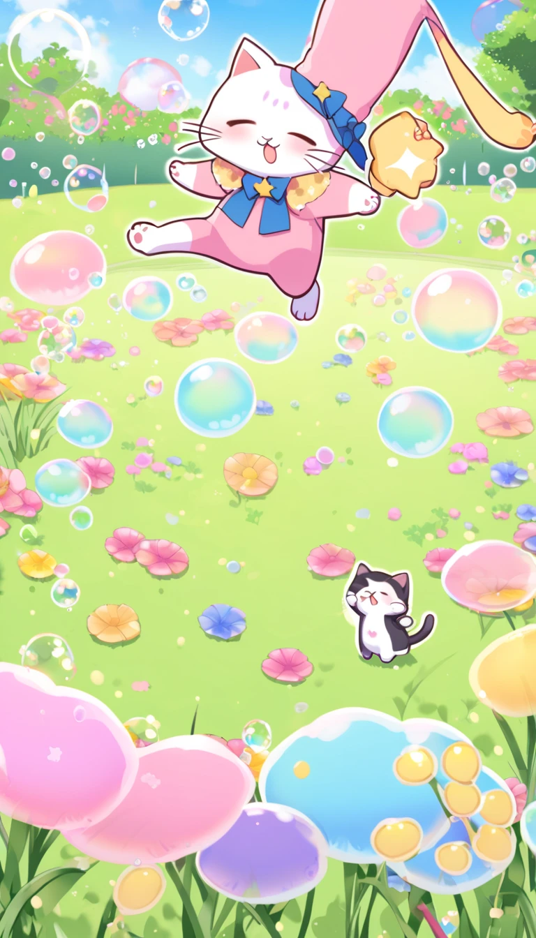 Magical bubbles, Sparkling Bubbles ,  Colorful Bubbles, Cats are annoying, Cat punch, Grass garden, 