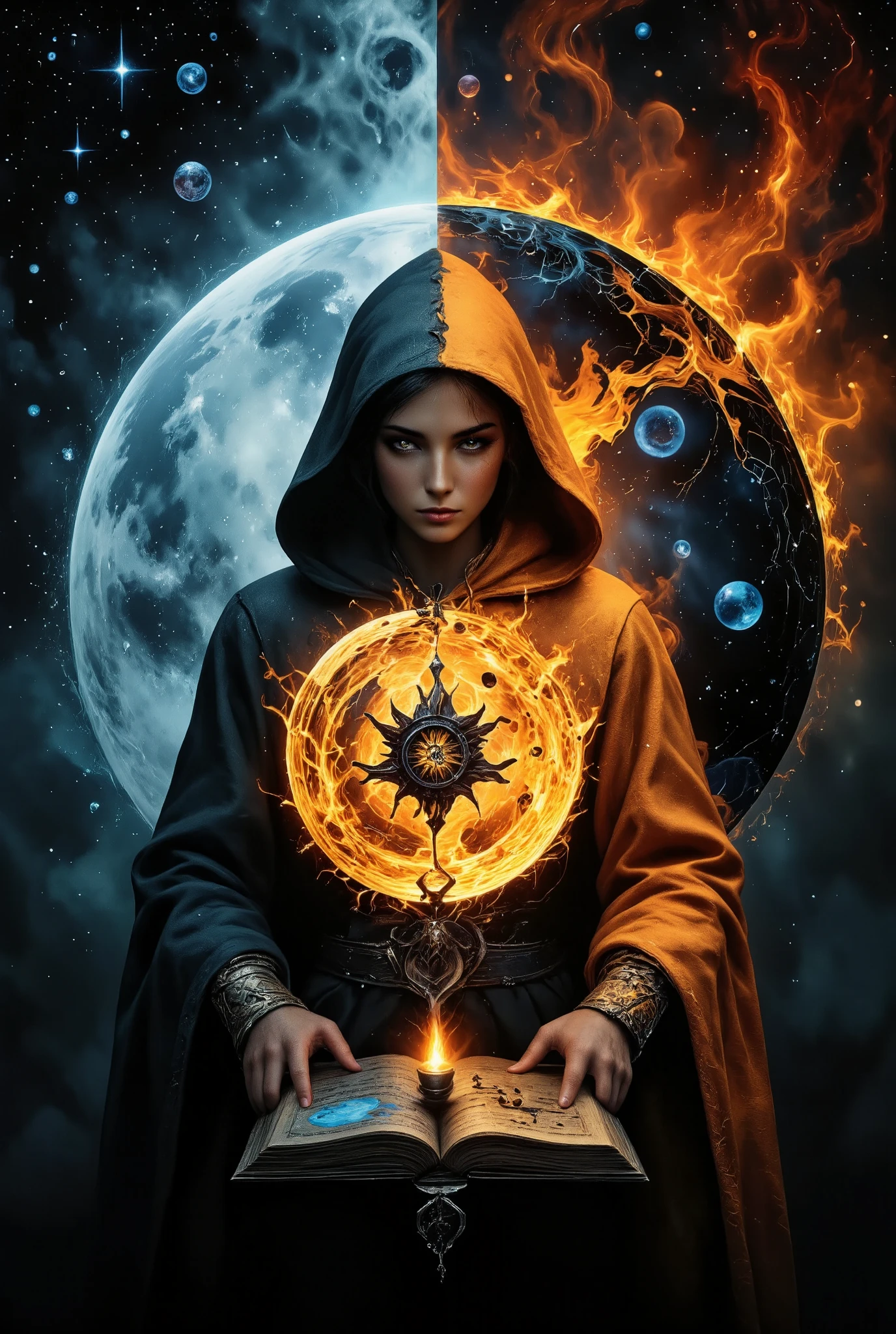 Top Quality, 16k, Incredibly Irrational, Highly Detailed, Subtle and Dynamic, , Candle, Astrology Book,, Star Chart, (Many big Magical Bubbles floating in the air:1.4), , Horoscope , mage,