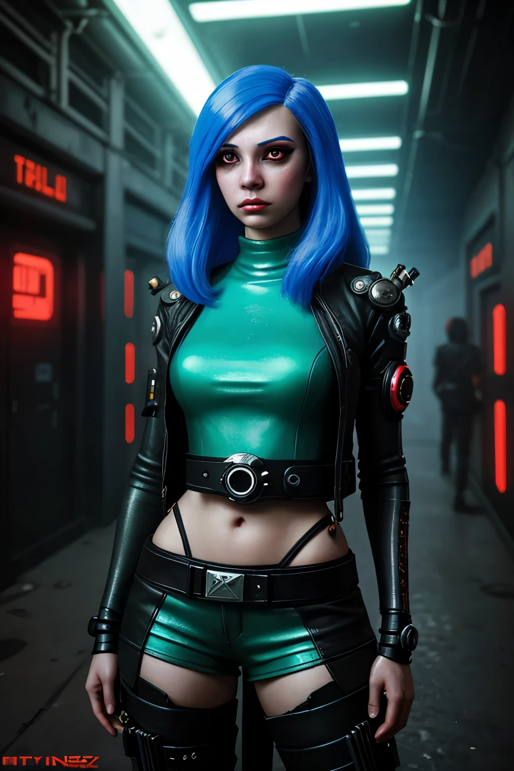 1970s cyberpunk realistic young woman portfolio