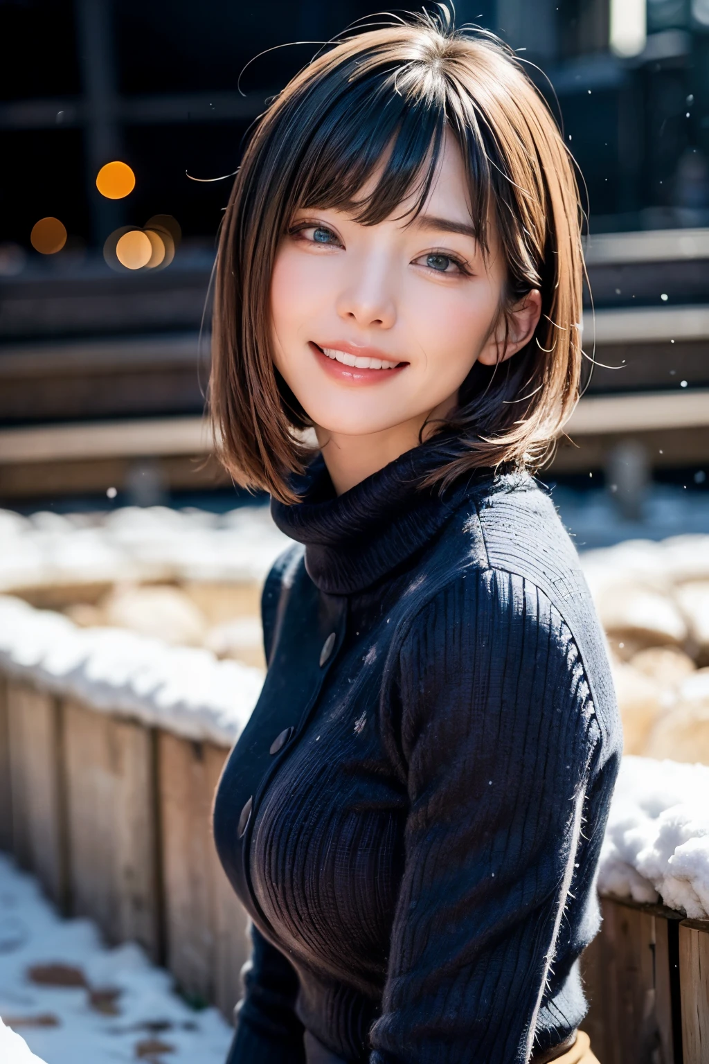 (8k, RAW Photos, Highest quality:1.2), (reality, reality的:1.4), (非常に詳細な8kwallpaper)、Sharp focus, Cinema Lighting, 細部までBeautiful Eyes, Asymmetrical bangs, Glowing Skin, Highly detailed skin ,High resolution, Attention to detail, Detailed hairstyle, Detailed beauty face, Hyper Real, Perfect limbs, Perfect Anatomy ,1 Japanese girl,Famous idols of Japan, Perfect female body,smile,short eyelashes,double eyelid,Look straight here,Summer Coordination、Stand up straight and face me, whole body ,winter,Warm clothes,look straight at me,Streets of Europe、Tabletop、wallpaper、reality的、Bright lighting、Professional Lighting、Face Light Smooth Lighting、Japanese women、Adult、Beautiful woman、action、gravure、Sexy、so beautiful、Beautiful Skin、Beautiful and detailed、Detailed face、slim、moderately、((short hair))、((Brunette Hair))、Brown eyes、Looking into the camera、Small Bust、Cleavage, Pretty face,, smile, Blurred Background, 超High resolution, Backlight, Top-down angle,whole body、Accurate 5 fingers, software , Bony body, Japanese women, One person, Perfect body, 超Detailed face, Detailed lips, Beautiful Eyes, double eyelid, Light brown hair, Asymmetrical hair, Asymmetrical bangs, Messy Hair,