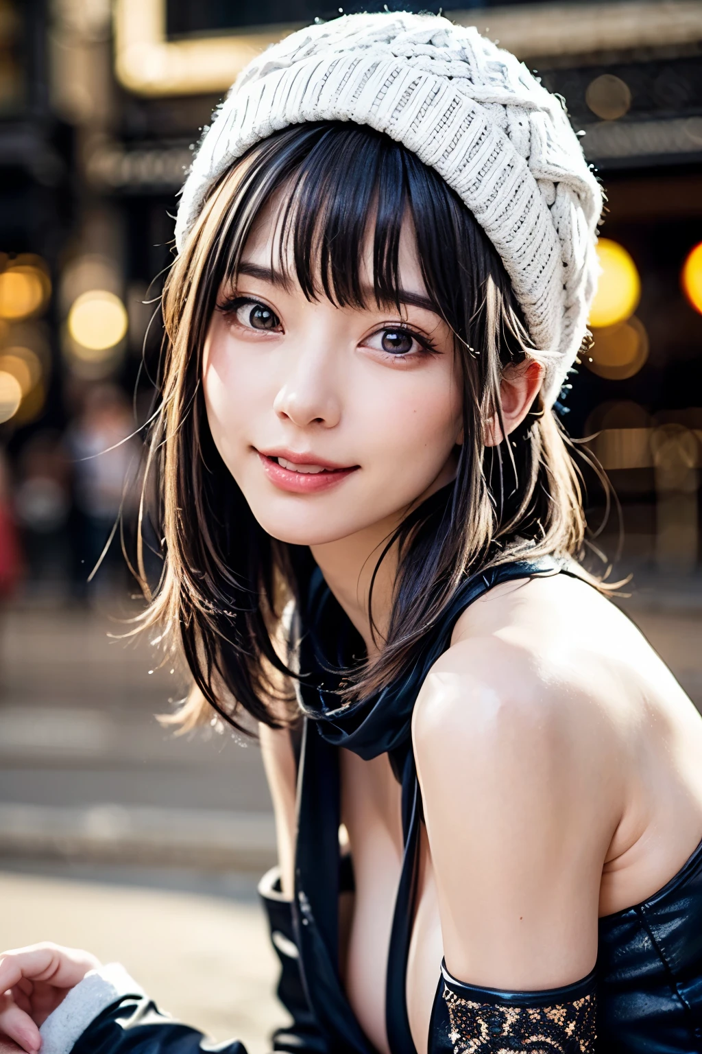 (1 Girl )、(Beautiful Japanese、18years old,round face、Refreshing、clear、seems kind、stylish、Pitiful、cute like an angel、cute、black eyes、,actress,Almond-shaped eyes,Translucent white skin、Beautiful skin), Japan human face , (((Beautiful breasts:0.4))),(((soft breasts))),(very cute),(Black hair),(enchanting eyes),(highlight on eyes:1.2)、(8K、Live shooting、highest quality、masterpiece:1.2、optimal lighting)、((masterpiece)),(Photo taken by a professional photographer),(real、photo real:1.4),break,{ (Japanese Yukata),((pink pattern))},(cheeks are red:1.3), break, break,Face shot:1.3、 face close-up,Looking at viewer、From above,happy,Lonely face,,Japanese countryside shrine,evening、Japanese countryside,evening、sunset、(Cleavage:0.1)