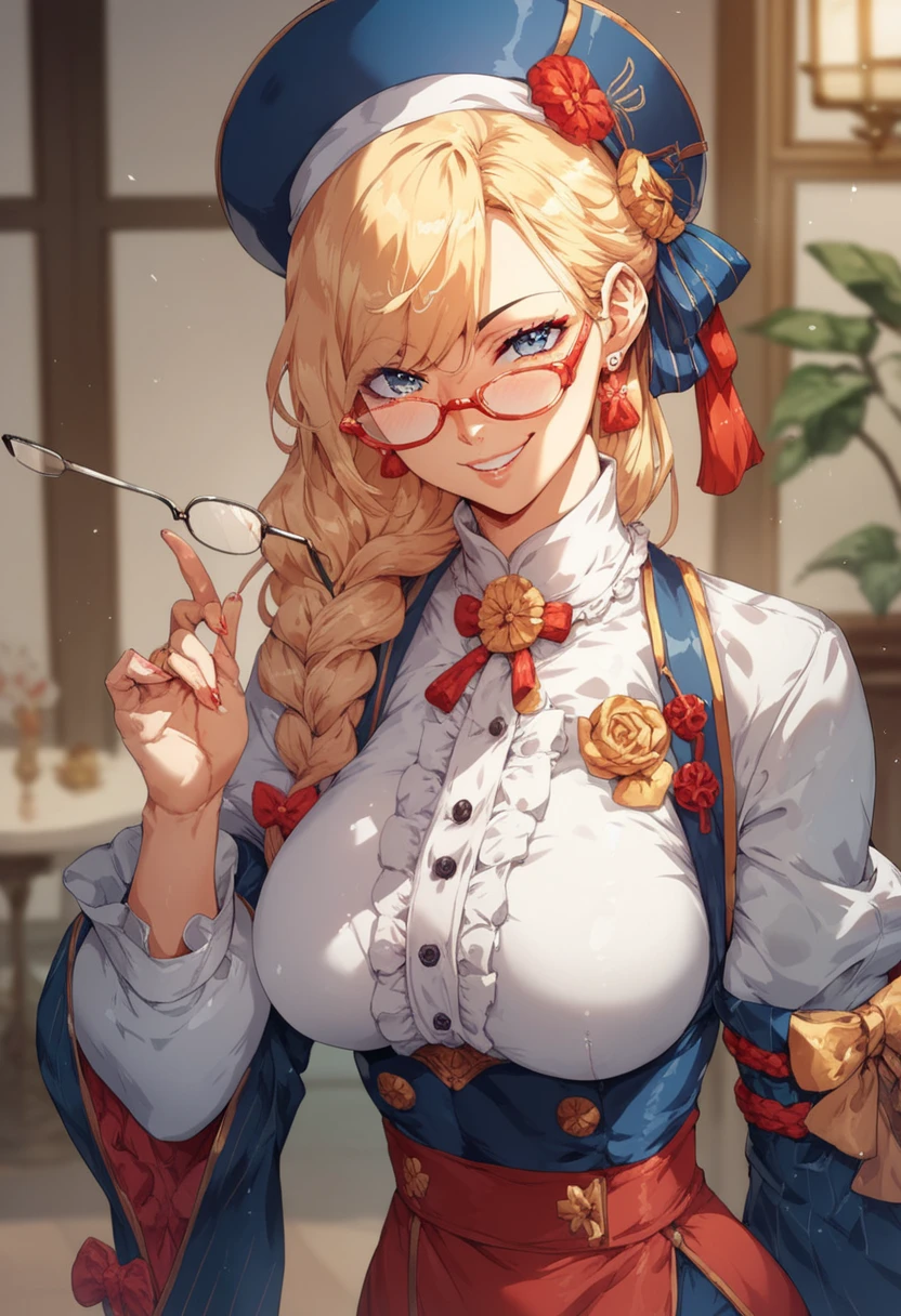 (Highest quality, masterpiece), (Ultra-high resolution, 8K RAW Photos, Photorealistic:1.5, Cinema Lighting, Fabric Shading, Thin contours, Clear focus:1.2), Beautiful mature woman making tea_Garden party, Standing by the round table, (pouring tea from a teapot into a cup:1.2), Leaning forward, (Meisen tea set, you can, Tea cup, Some cakes on a plate), Delicate and elegant English style white table with gold accents and royal decorations。_green, (Wearing a dark green maid outfit:1.5, Cleavage, Green maid costume:1.2, Long Flared Skirt, apron, Bow tie on chest), Tall Sally, Long legs, Gray Hair, (Wearing thin glasses:1.2), (Mature Woman:1.5, 28 years old, alone), (Large Breasts, Saggy breasts, big , Tight waist), whole bodyesbian, (medium short Gray Hair, Hair on one eye, (Updo:1.2), Side Lock, Asymmetrical Hair, Wavy Hair), (thin and bright pupils, Highlighted, detailed eyes:1.3, A face with attention to detail, perfect face shape, Bloodshot eyes), (Happy smile, Half-close your eyes:1.2), (Looking at the audience:1.3), (Dutch Angle, whole body:0.3, From below:1.2), ((Correct Anatomy:1.5, The right move)), (Ideal body proportions), (Outdoor:1.2, grassland),
