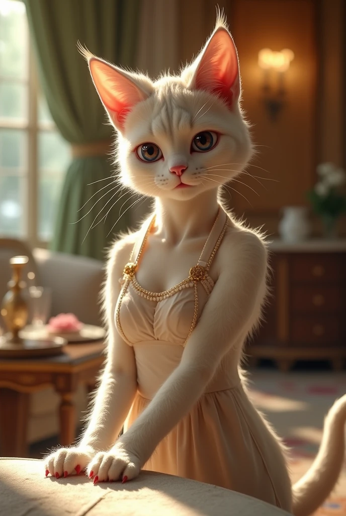 princesselise, furry, wearing lingerie, photo in 8k, very beautiful, photo realist.