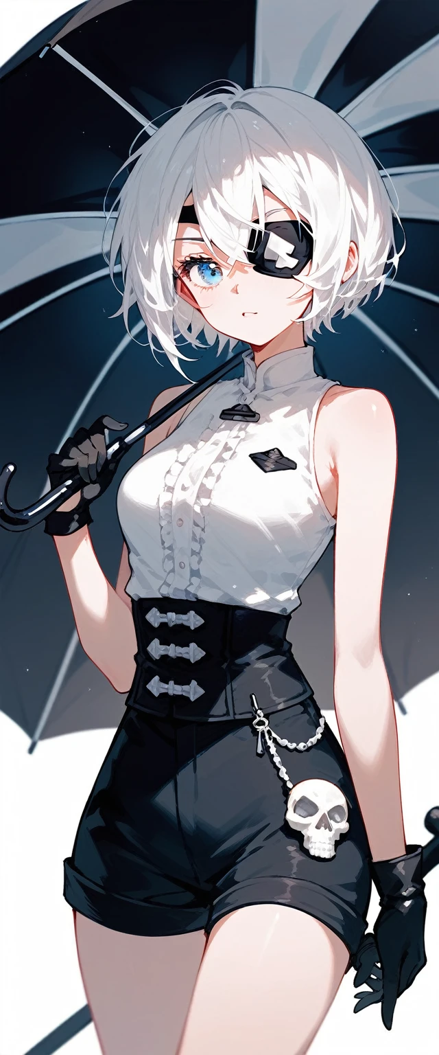 ((monochrome))(Image from chest up:1.4)((masterpiece:1.5,Highest quality,Beautiful images、Sketch、2.5D、Ink Painting、Abstract、Artistic、Portraiture))(1girl, solo)(medium breasts, white hair、bob hair)(Profile Portrait,Straight ahead、take your eyes away from here、Shake your head、A sad expression, floating hair)(Plain background)from side