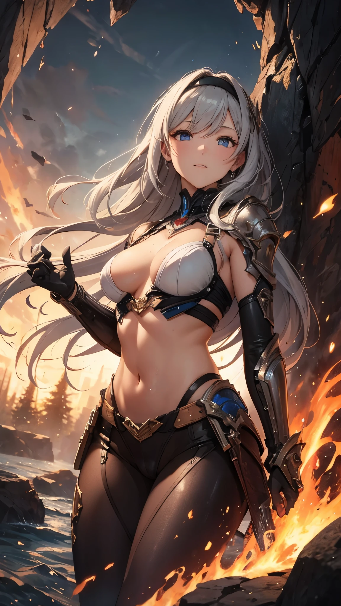 (masterpiece:1.5), (Highest quality), (Very detailed), (Very detailed), (One girl:1.2), (whole body:1.2), (Young girl), (Blonde), (Weapons in hand), (War battle scene), (Bloody atmosphere), (cigarette), (fire), (cadaver), (Chaotic Background), (explosion), (Torn clothing), (A look of determination), (Sweat and dirt), (I was injured), (Dynamic pose), (Broken Armor), (Burnt landscape), (Combat Stance), (Smoldering Wreckage), (inflammation:1.3), (Battle cry), (Sounds of War:1.1)