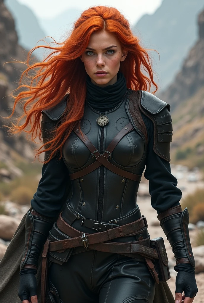 A beautiful female archer with long flowing red hair, wearing a tight-fitting leather outfit, carrying a quiver of arrows on her back, standing in a lush forest environment, (best quality, 4k, 8k, highres, masterpiece:1.2), ultra-detailed, (realistic, photorealistic, photo-realistic:1.37), extremely detailed face and eyes, HDR, UHD, studio lighting, ultra-fine painting, sharp focus, physically-based rendering, extreme detail description, professional, vivid colors, portraits, fantasy, cinematic lighting, dramatic, intricate details