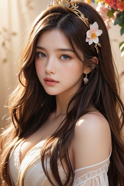 Jennie, fairy dress, long hair, beautiful detailed eyes, beautiful detailed lips, extremely detailed face, longeyelashes, elegant pose, dramatic lighting, cinematic, chiaroscuro, dramatic shadows, pink jour, atmospheric, photorealistic, 8k, best quality, masterpiece, meadow background