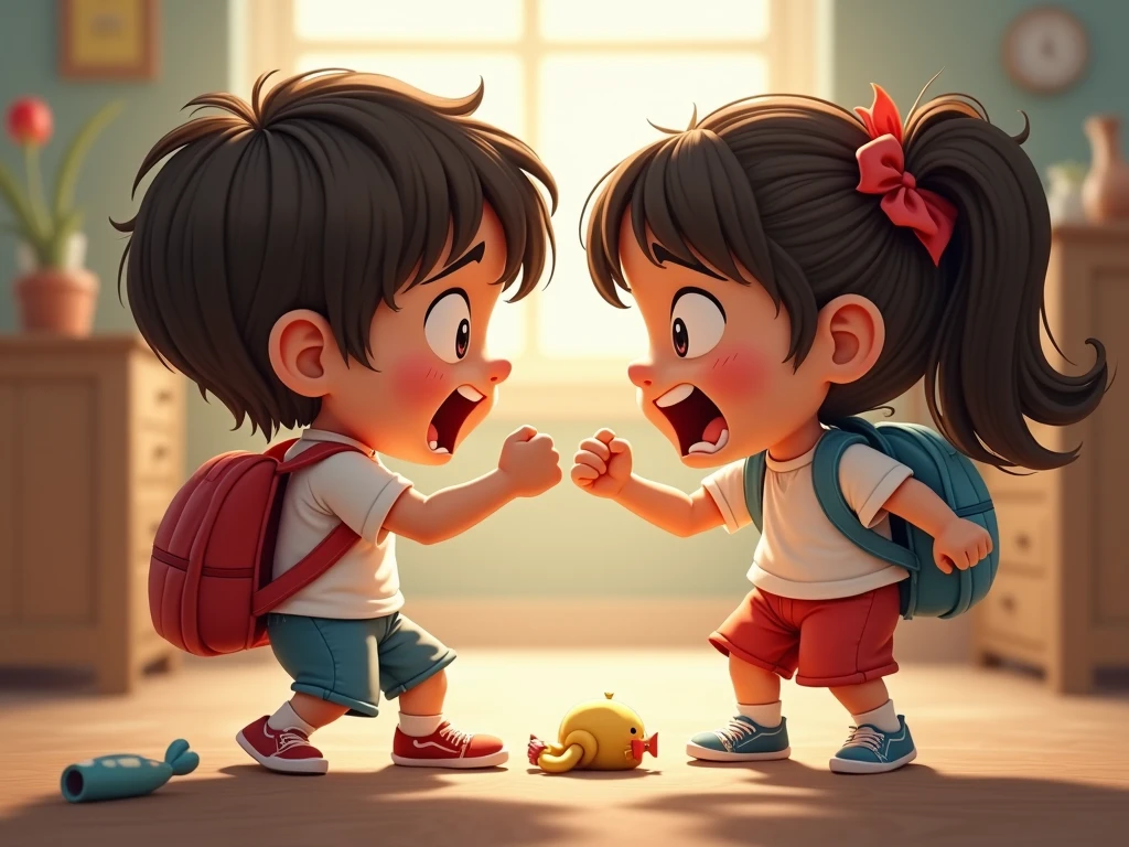 Two toddlers fighting each other outside their daycare