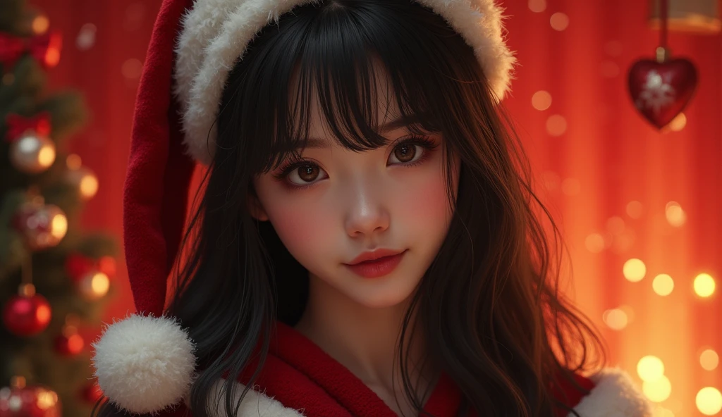 NSFW, 8k, High-level, absurd, masterpiece, best quality, primitive, very detailed CG, very detailed wallpaper, perfect lighting, Extremely detailed (((The personifying " Santa Claus " as a Little Girl))), MysticSight, Tyndall effect, Tyndall scattering, Studio gray background with (many Dazzling RainbowColor particles BokeH:1.28), (RoundlyButts, ThighGap), (Exposed:0.4), (Assfocus with looking ahead), BREAK (NOGIZAKA face variations) Extremely Detailed very KAWAII face variations, perfect anatomy, Childish, captivating gaze, elaborate detailed Eyes with (sparkling highlights:1.28), long eyelashes、Glossy RED Lips with beautiful details, Coquettish tongue, Rosy cheeks, Radiant PearlSkin with clear transparency . { (Dynamic LifeLike expressions:1.4) | :d) }, (large eyes:-1) .
