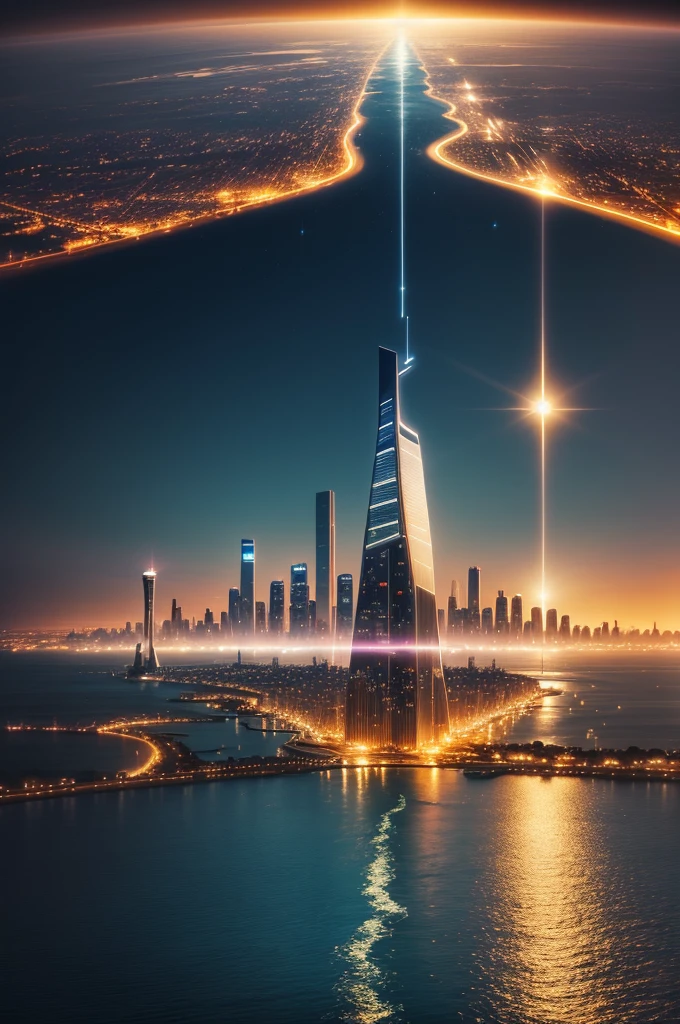 from the sea looking out over the horizon is the golden city of lights, a golden-bronze utopian sci fi paradise city that is home free to all who seek asylum from their past and know of it. However, there are few who know of the city of lights, and you can know if it through song.