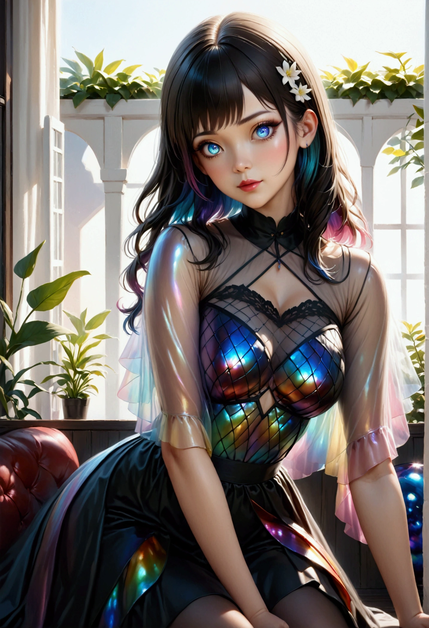 1 girl, dress,fantasty hair <lora:mirror:0.5>