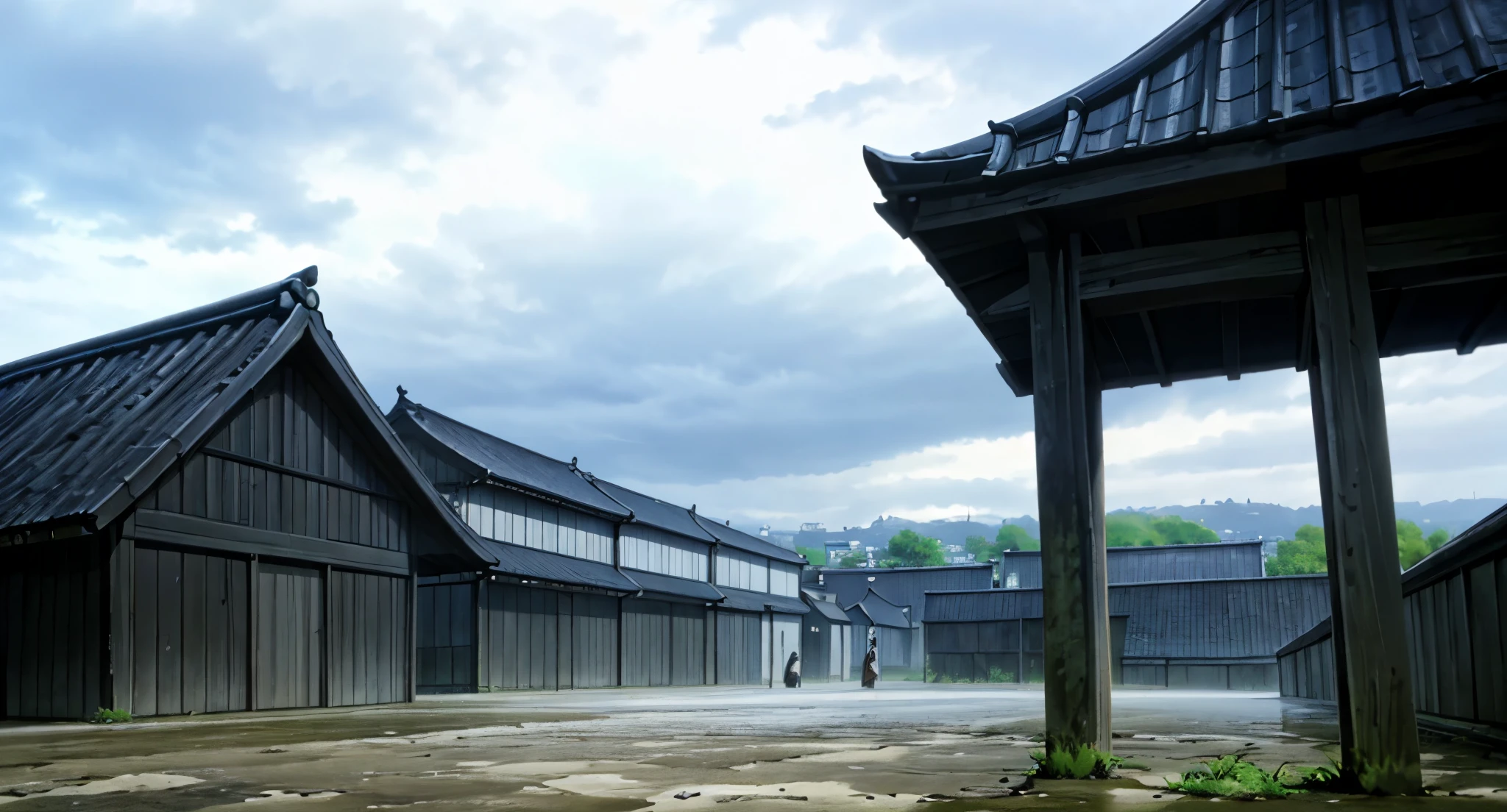 Heian-kyō (Heian-kyo, lit. "peaceful/tranquil capital") was one of several former names for the city now known as Kyoto. It was the official capital of Japan for over one thousand years, from 794 to 1868 with an interruption in 1180.

(View from Cave)

Rainy Sky. (Raindrops falling)

(Daytime) ((White Sky)) (White) 

High Quality,
UHD Quality,
2k,
4K Resolution,
8K Resolution,