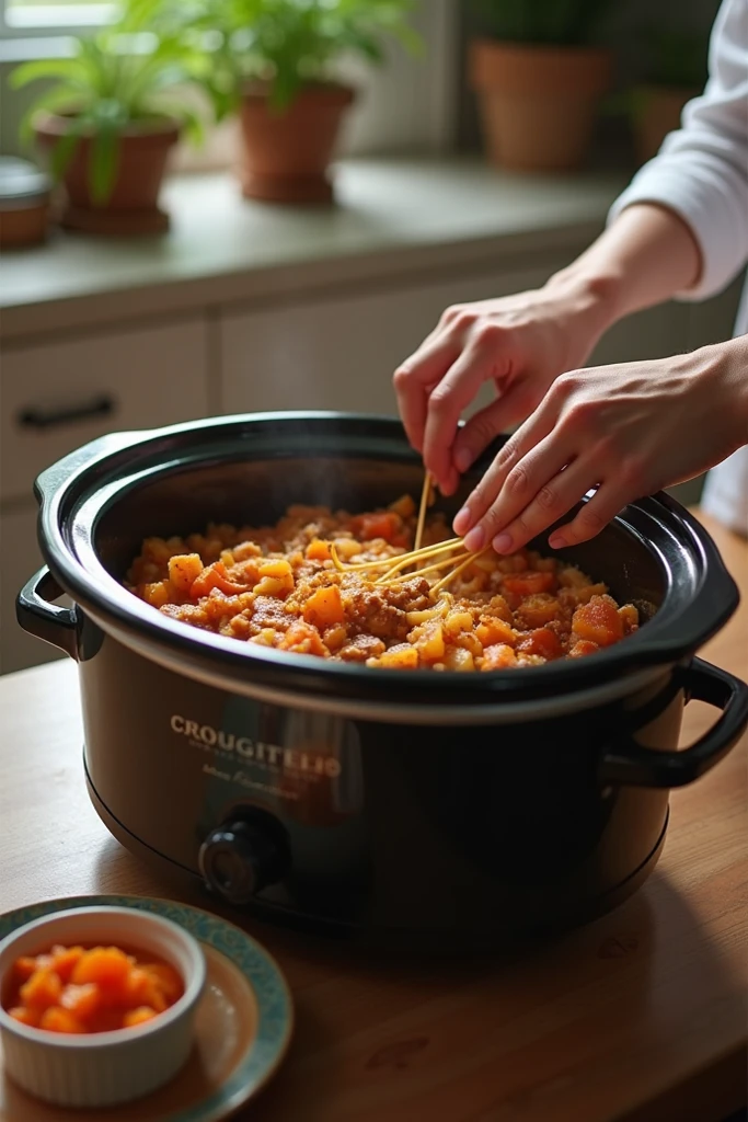 A blonde woman making chanko curry huge pot
